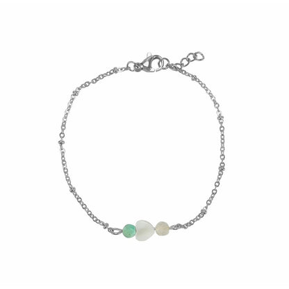 Bracelet Turquoise, Shell Heart & Moonstone - Silver