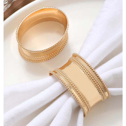 SET OF 4 GOLD NAPKIN RINGS WITH RHINESTONES