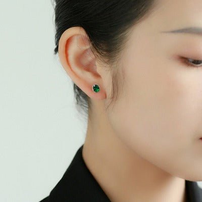 Modern Vintage Green Crystal Ear Studs