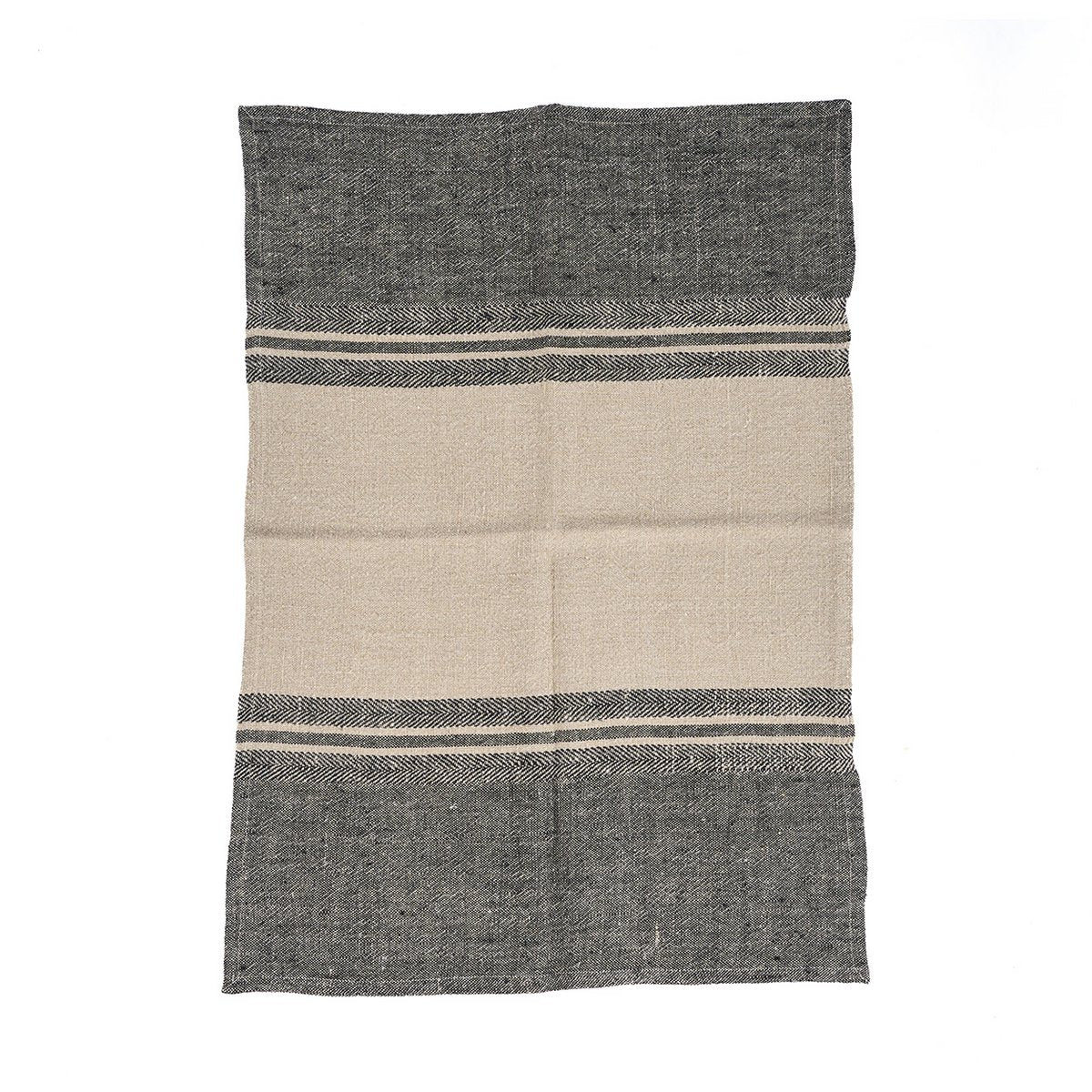 The Linen Dash Kitchen Towel - Natural Black - 50x70