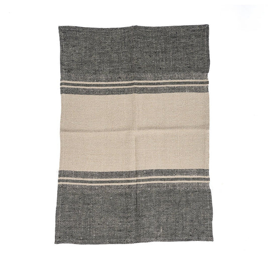 The Linen Dash Kitchen Towel - Natural Black - 50x70