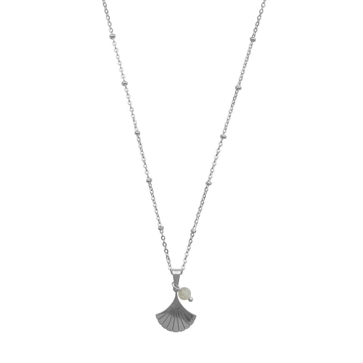 Necklace Gingko & Labradorite - Silver