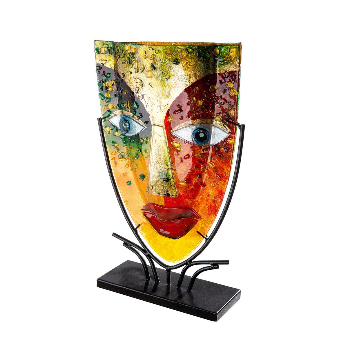 Glasart oval design vase Face "Blue Eye"