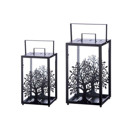 Metal Lantern "Bird Tree" Set 2