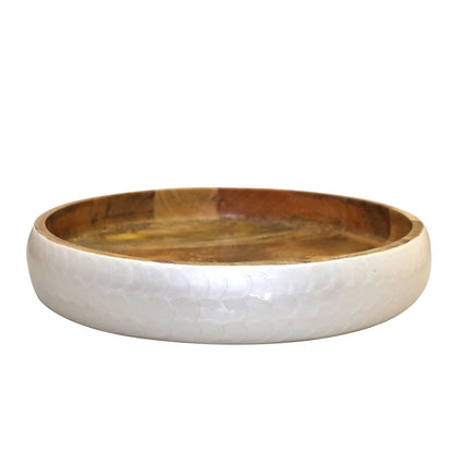 White Wood Round Mangoier 40x40x7cm