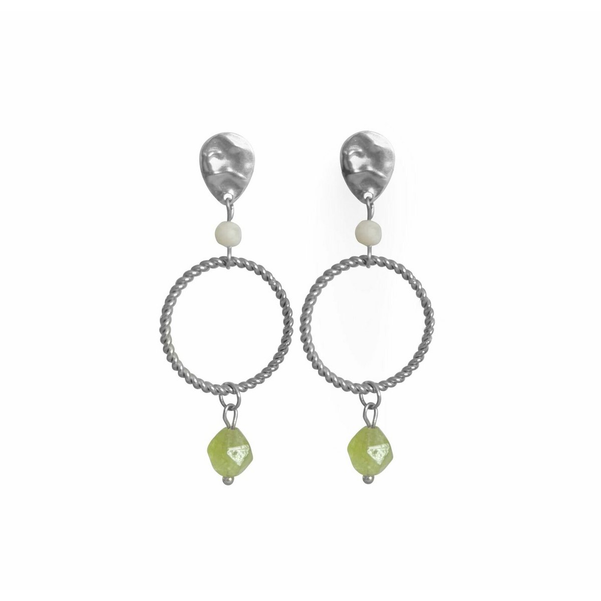 Statement Earrings Peridot & Moonstone - Silver