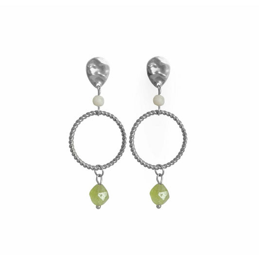 Statement Earrings Peridot & Moonstone - Silver