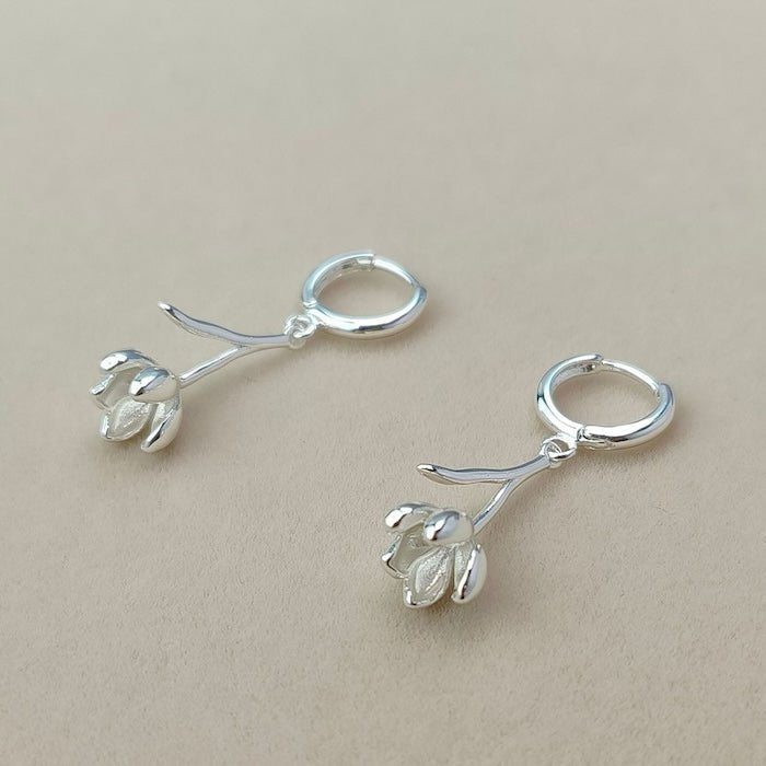 Minimalist Tulip Flowers Drop Earrings