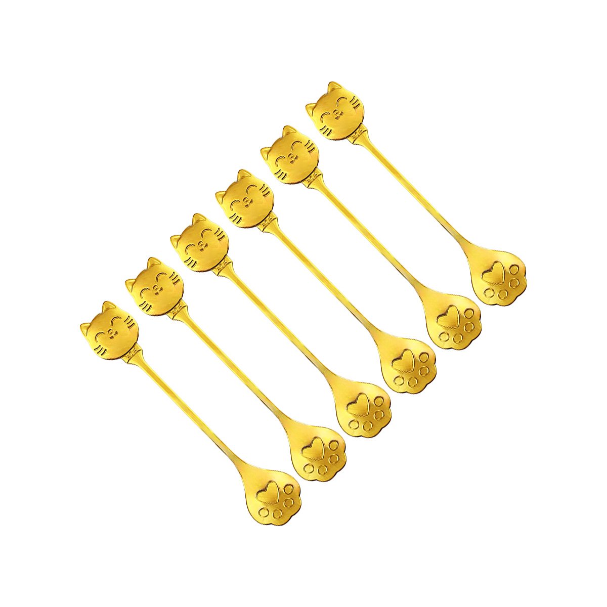 Golden cat teaspoons - set of 6