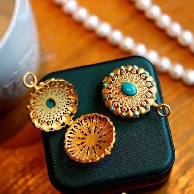 Tibetan Turquoise Gau Prayer Box Pendant Necklace