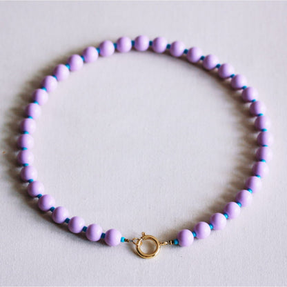 Beaded necklace with Miyuki beads - lilac/aqua