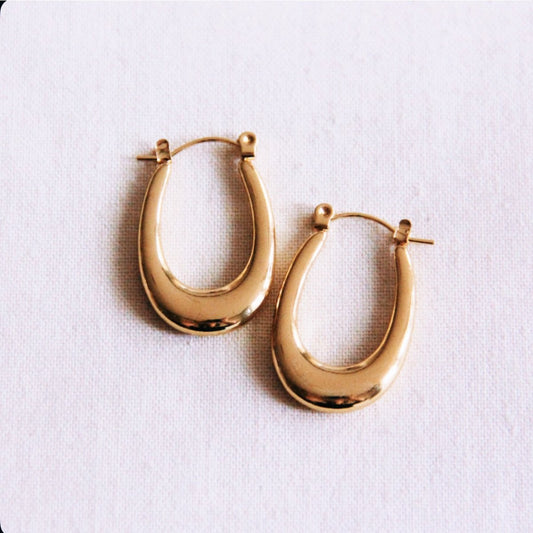 Stainless steel oval earring flared