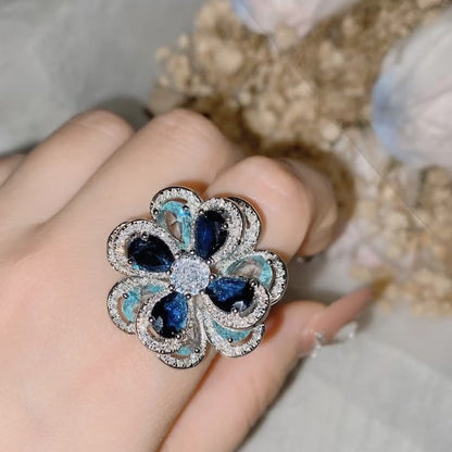 Azure Oil Painting Floral Jewelry Set