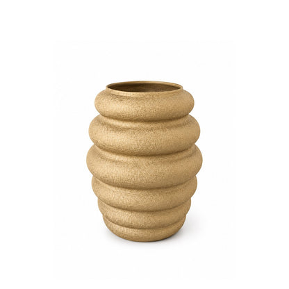 Corrugated vase in gold metal 28x28x33cm