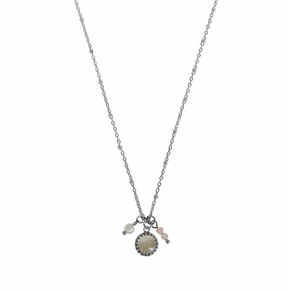 Cat's Eye & Rozenkwarts Necklace - Silver