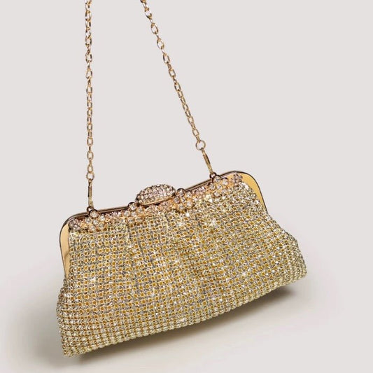 Luxurious Diamond-Look Clutch-Gold n Silver