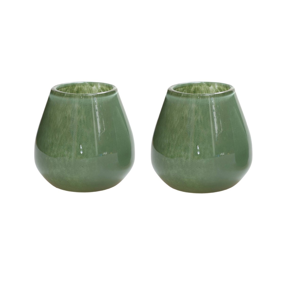 Tea light holder - Tasman Elite XS green Ø12.5 x H11.5 cm (set of 2 pieces)
