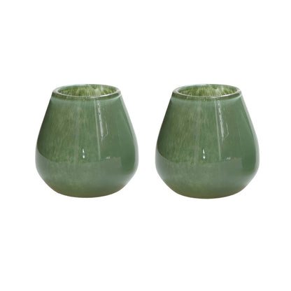 Tea light holder - Tasman Elite XS green Ø12.5 x H11.5 cm (set of 2 pieces)