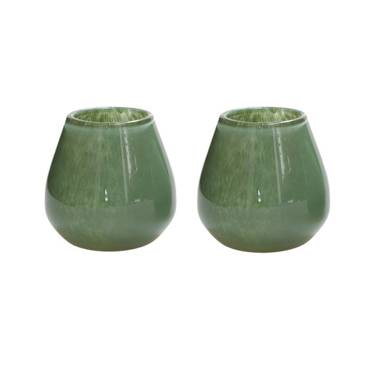 Tea light holder - Tasman Elite XS green Ø12.5 x H11.5 cm (set of 2 pieces)