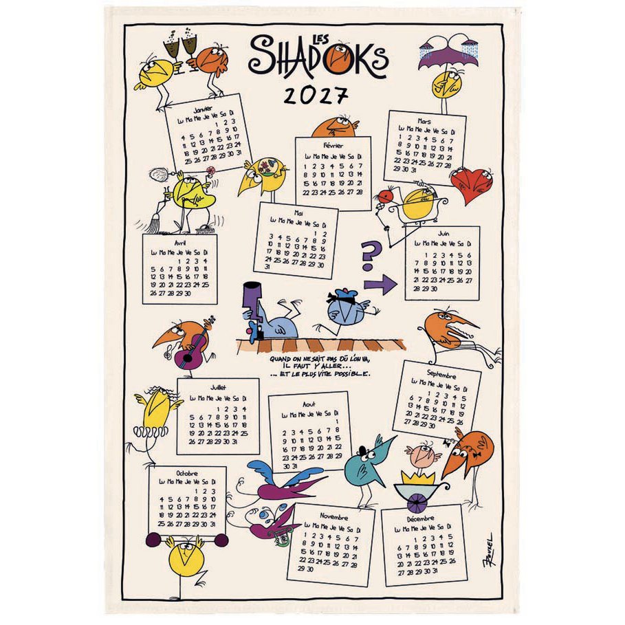 Shadoks Tea Towel Calendar 2027 Ecru 48 x 72