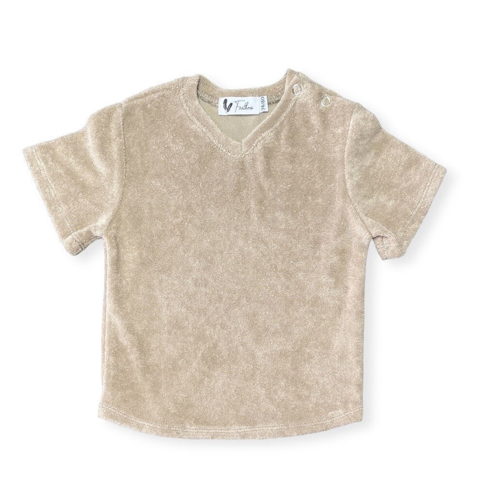 Shirt V-neck terry sand