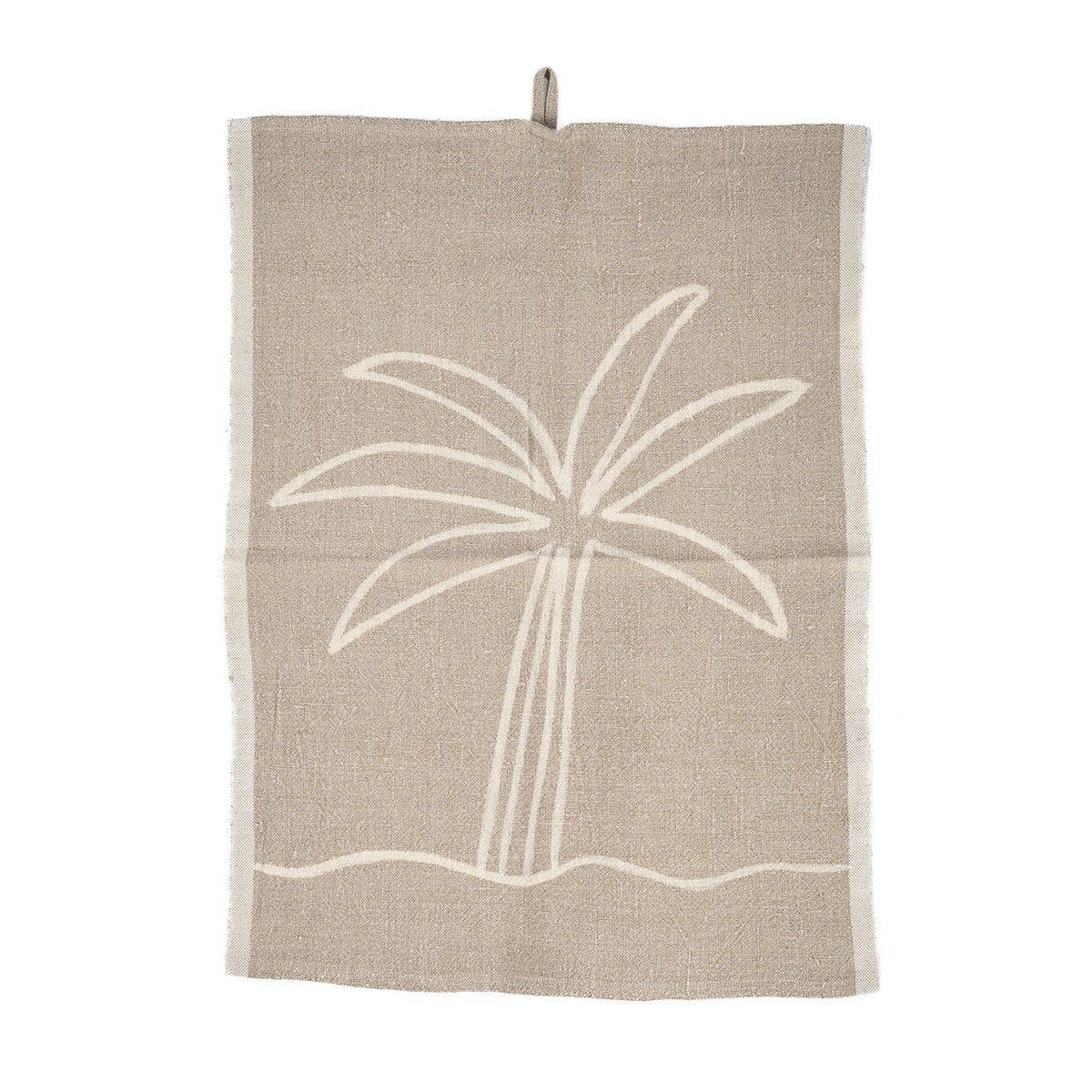 The Linen Palm Tree Kitchen Towel - Natural White - 50x70