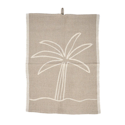 The Linen Palm Tree Kitchen Towel - Natural White - 50x70
