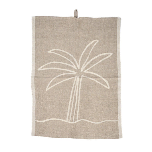The Linen Palm Tree Kitchen Towel - Natural White - 50x70