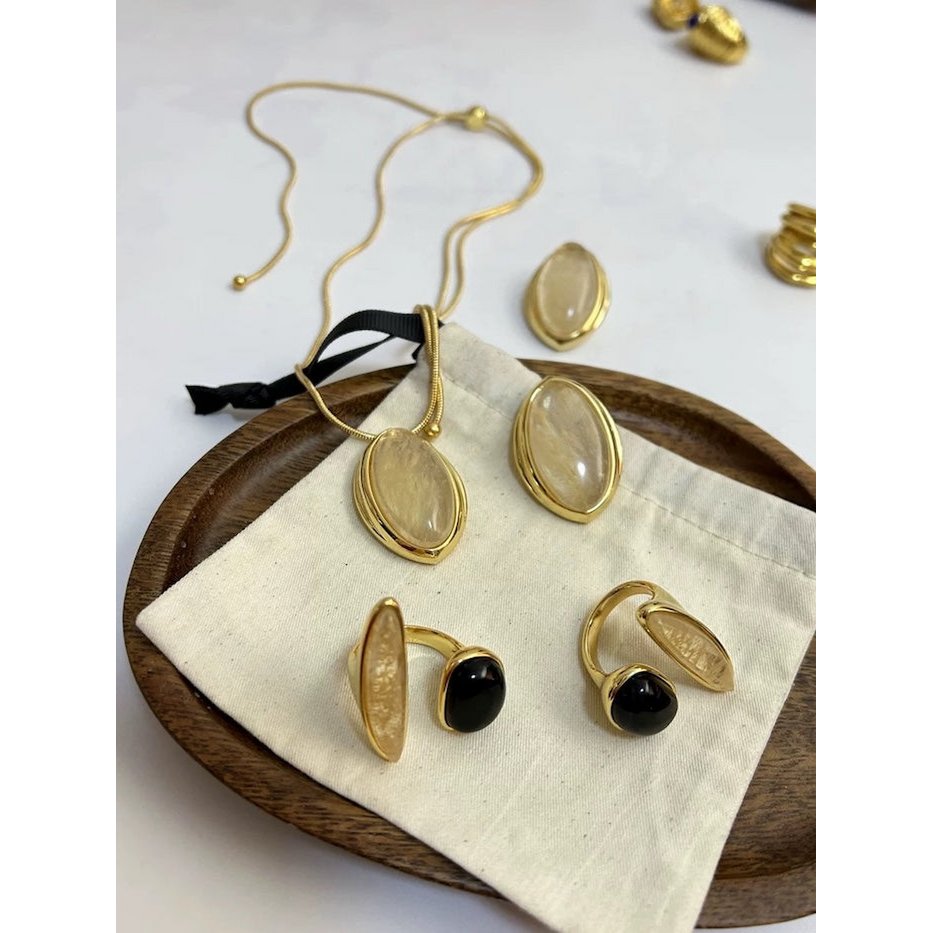 Bold Minimalist Gold Rutilated Quartz Wide Bangle