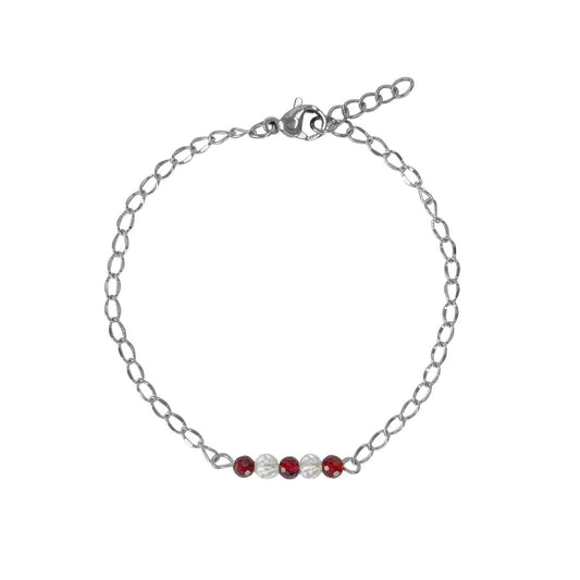 Bracelet Rock Crystal & Garnet - Silver