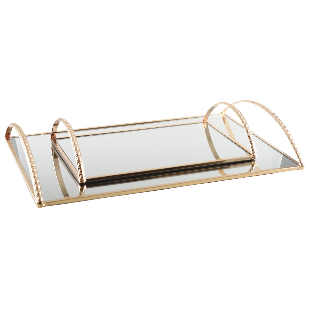 LARGE GOLDEN HANDLES RECTANGULAR TRAY