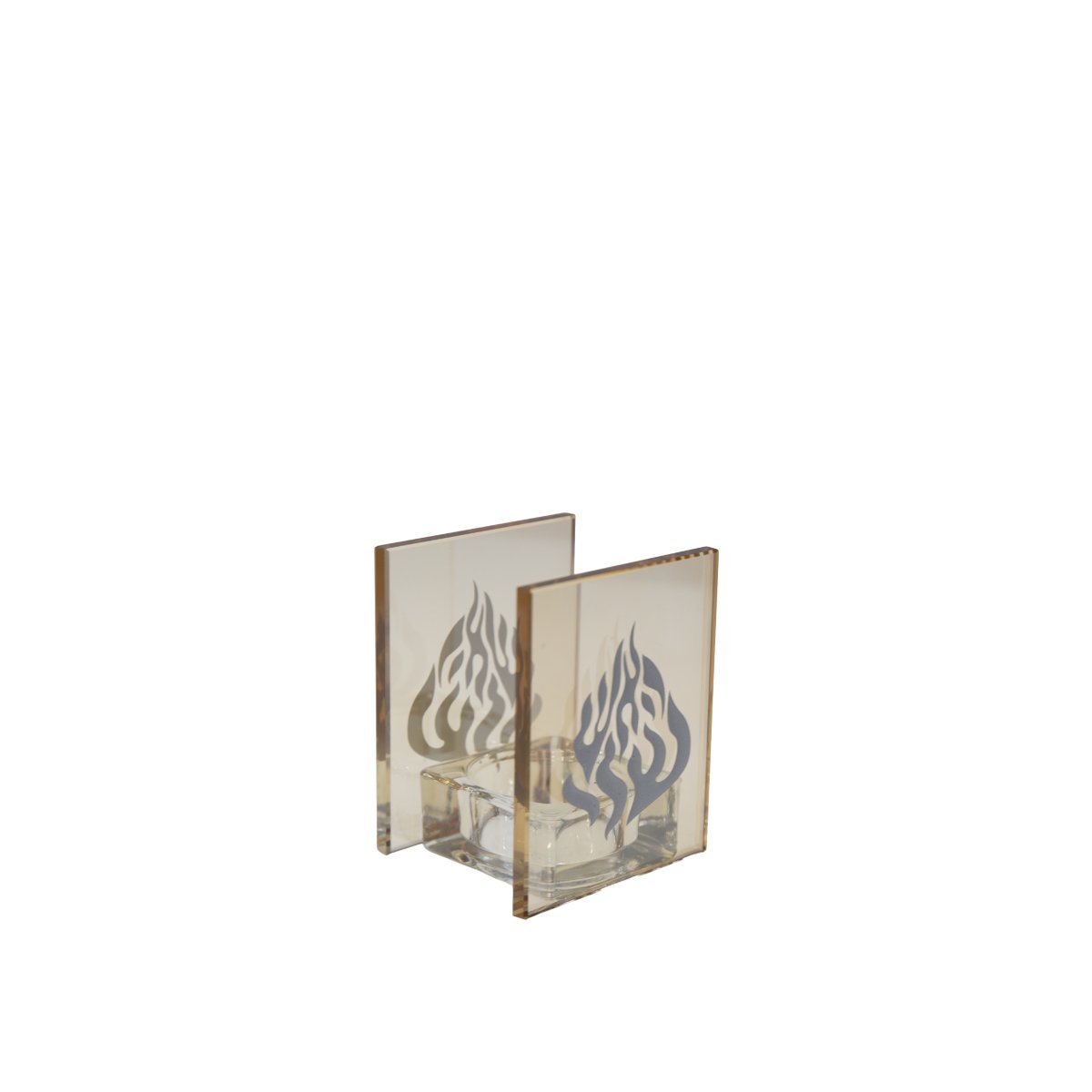 White flame amber candle holder