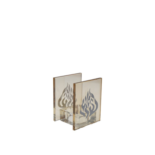 White flame amber candle holder