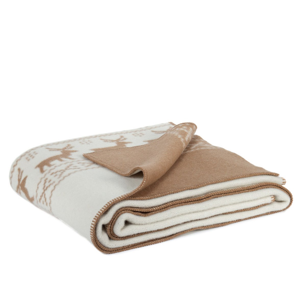 Merino wool bed blanket REINDEER - beige