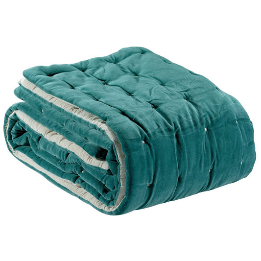 Plain throw Elise quilted finish Verdigris 240 x 260