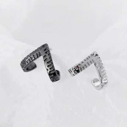 Unique V Shape Earrings-Black n Silver