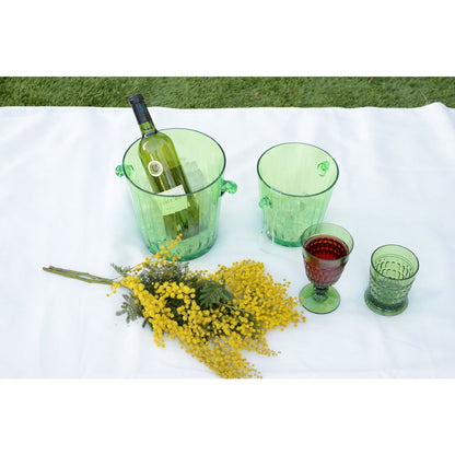 Green freezing bucket with transparent pliers 16.6x16.6x17cm