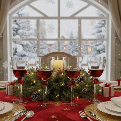 Wine glasses with red diamond foot - Lot of 4