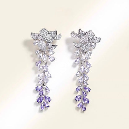 Dazzling Wisteria Flower Tassel Earrings