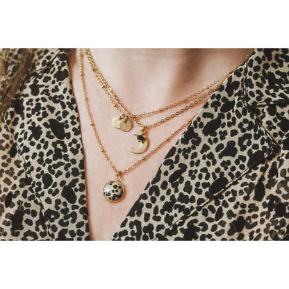 Necklace Dalmatian Jasper Stone - Gold