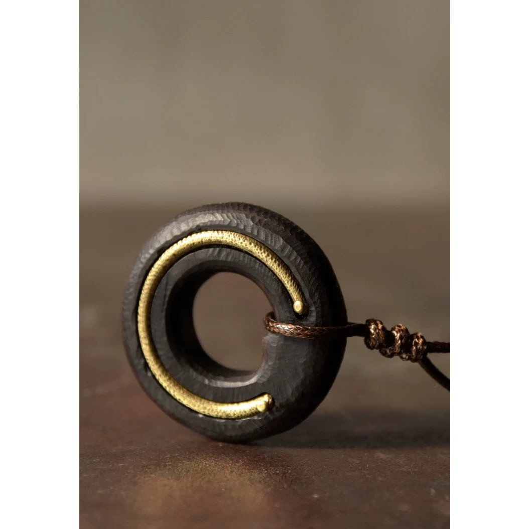 Black Sandal Wood Circle Pendant