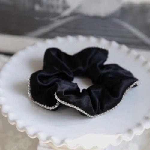 100% Silk Dazzling Hair Scrunchie - 19 mm - Diamond Trim