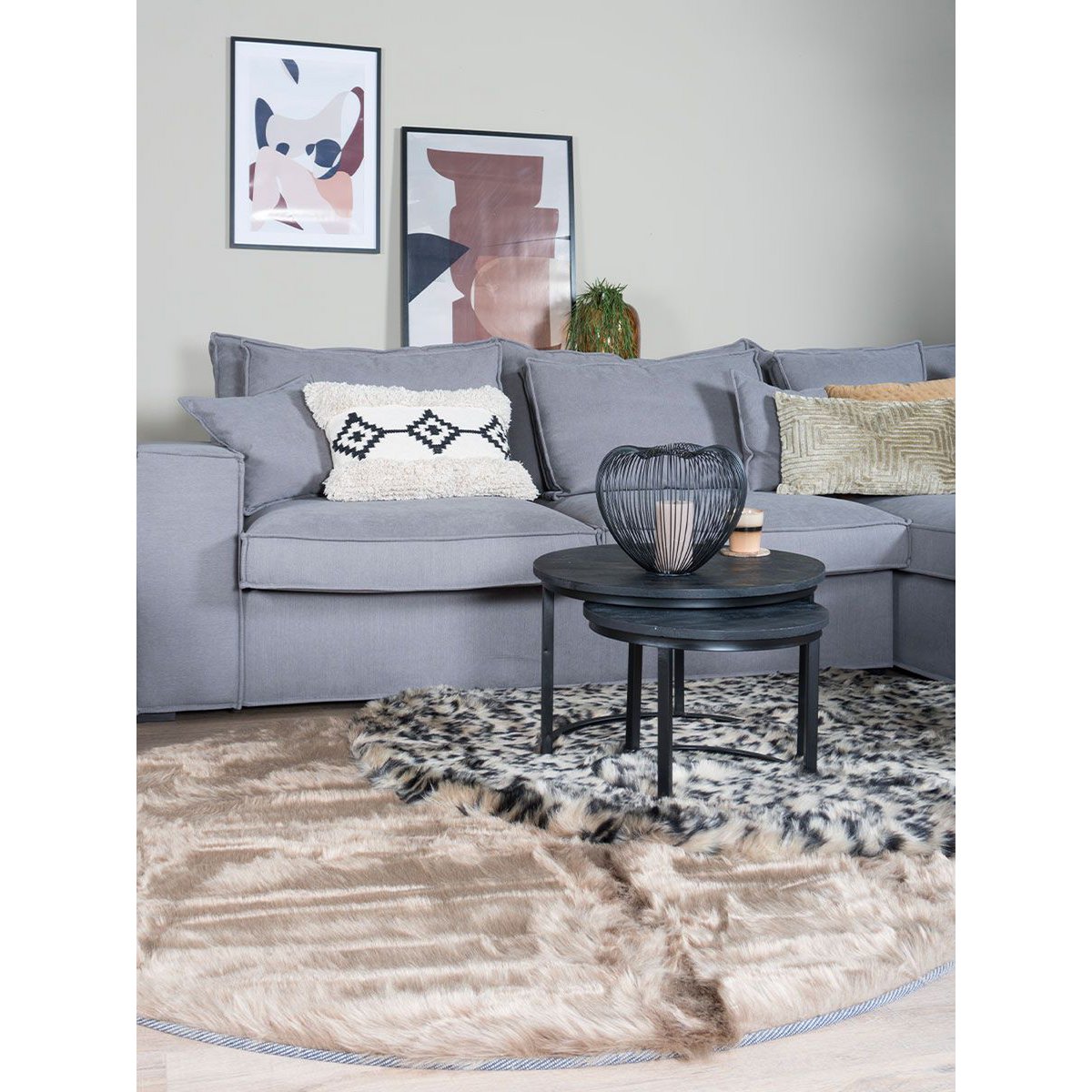 Rug Donsie Brown Round ø160 cm
