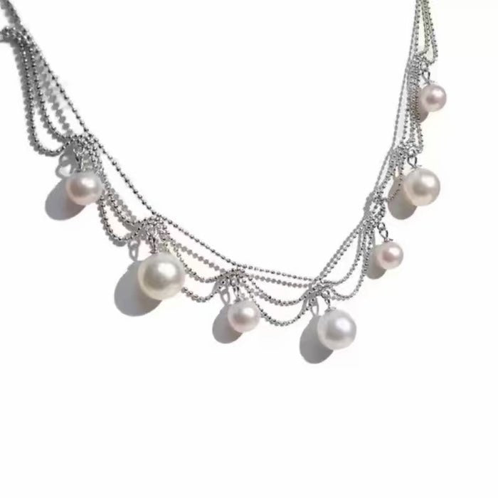 Lace Style Necklace with Genuine Freshwater Pearls