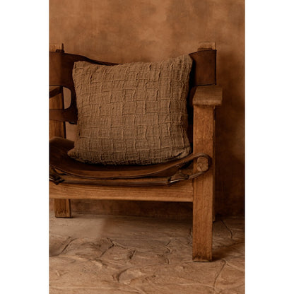 The Linen Damier Cushion Cover - Natural