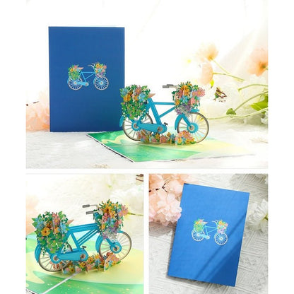 3D Gift Card - Flower Bicycle Birthday Gift Card