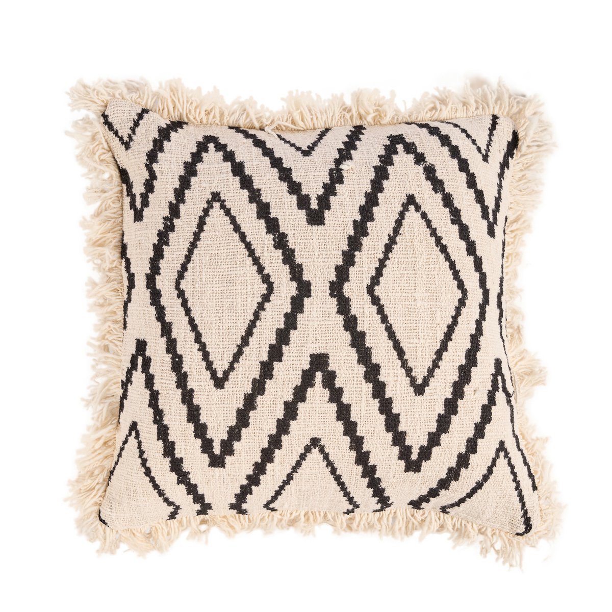 The Sahara Diamond Cushion Cover - Natural Black