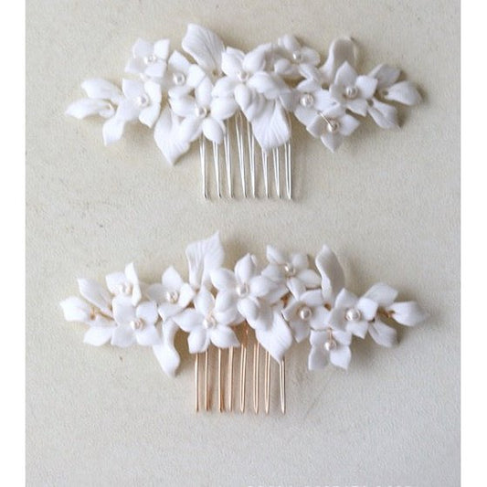 Handmade Ceramic Flowers Bridal Hairpins