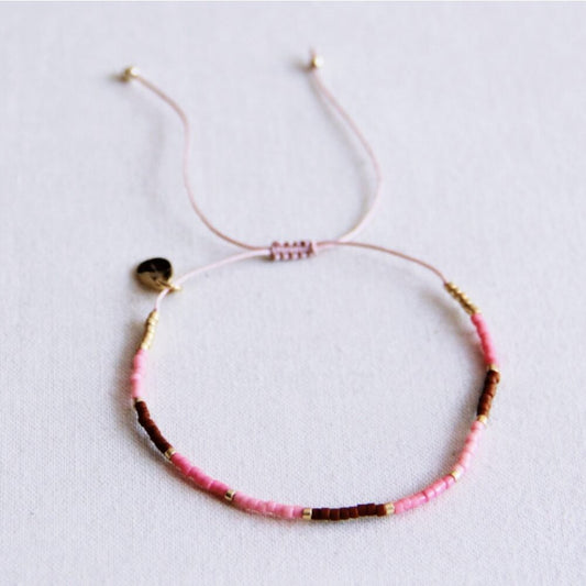 Miyuki bracelet color blocking - pink/cognac/light pink