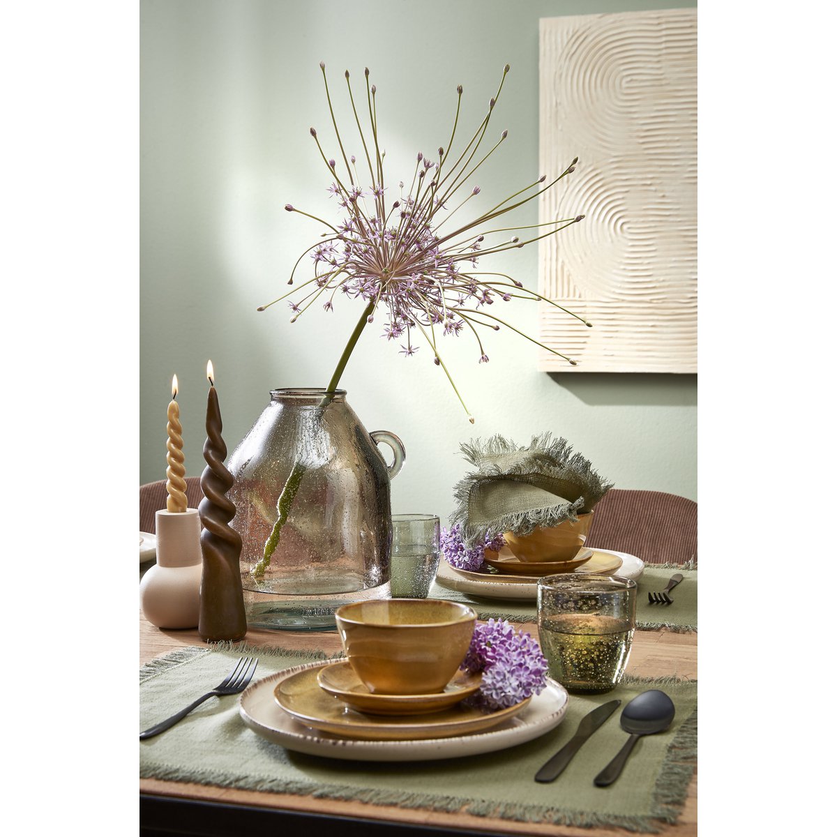 Dinner candle Twist Light brown